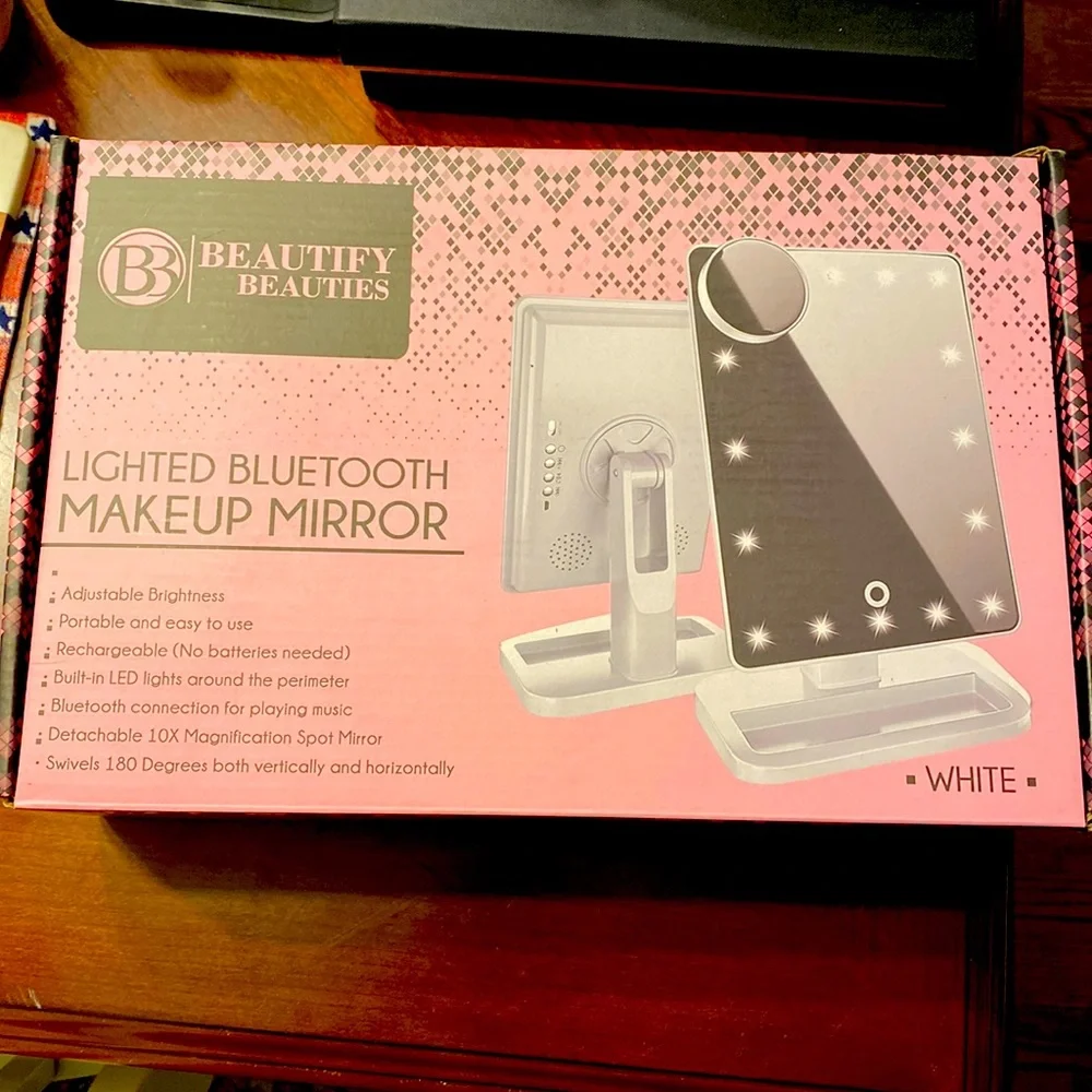 NWB Beautify Beauties Lighted Makeup Mirror with Bluetooth, Touch Screen